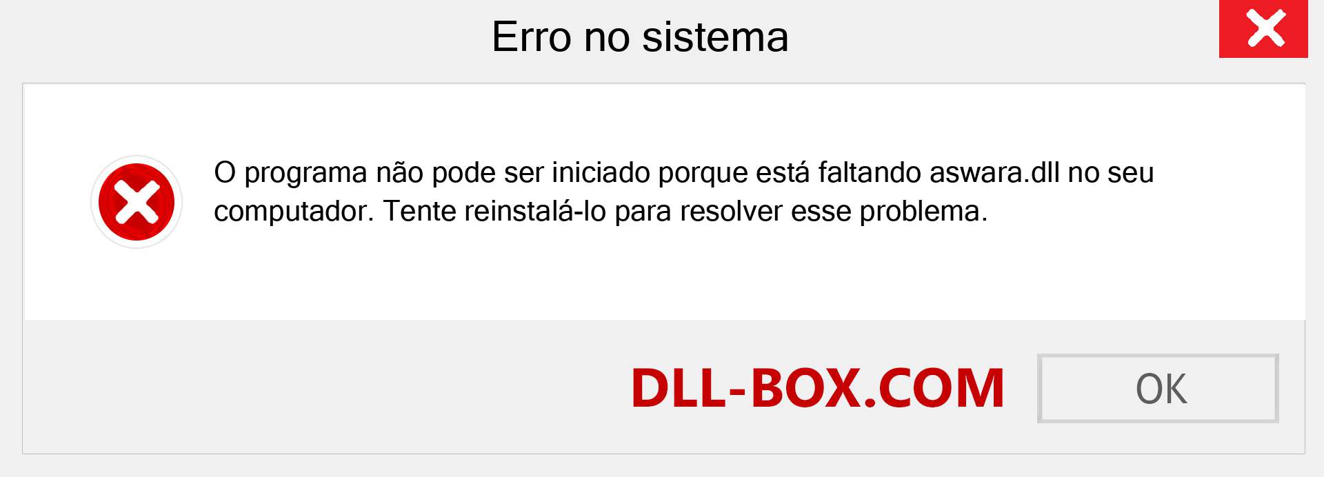 Arquivo aswara.dll ausente ?. Download para Windows 7, 8, 10 - Correção de erro ausente aswara dll no Windows, fotos, imagens